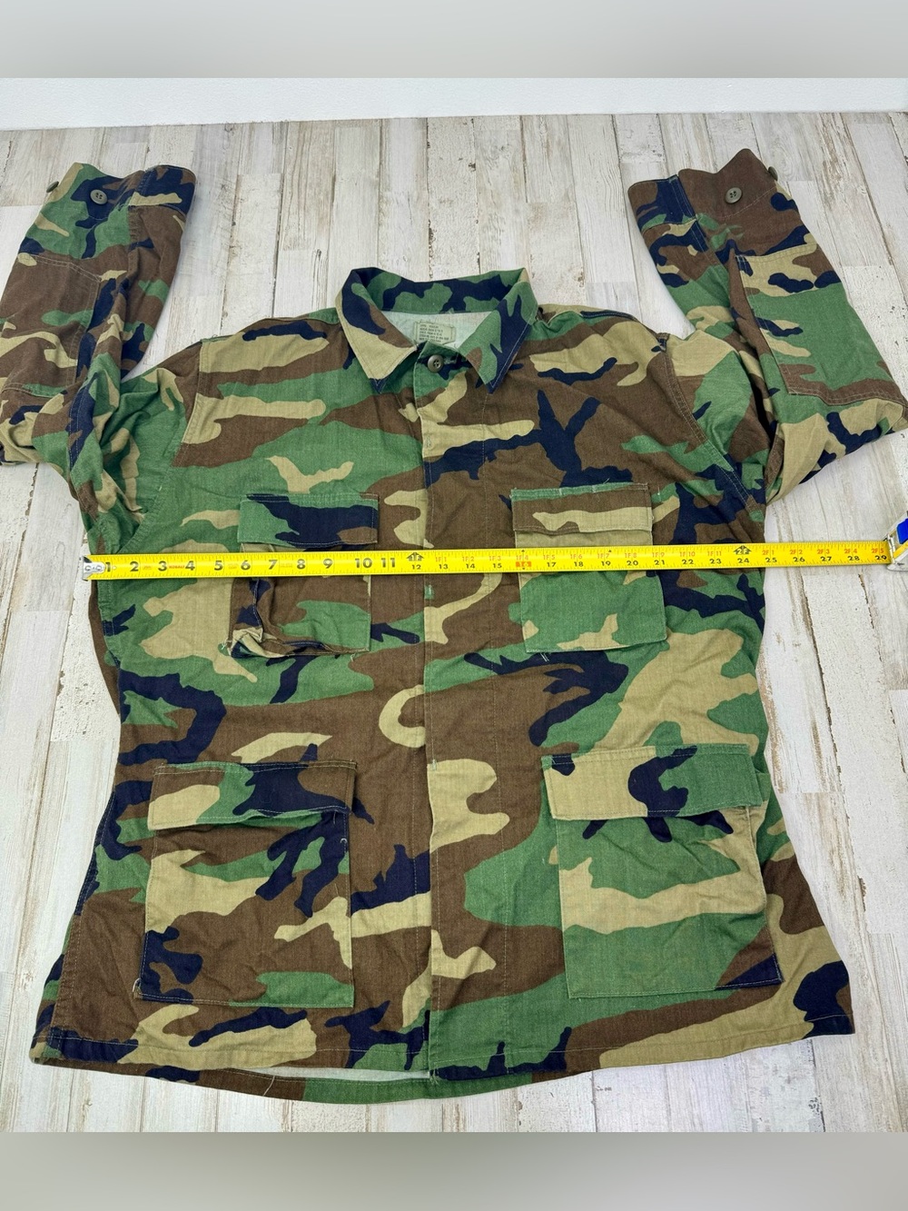 Vintage US Military Shirt Mens Large Camo Cargo Woodland Combat Shacket - Picture 4 of 14